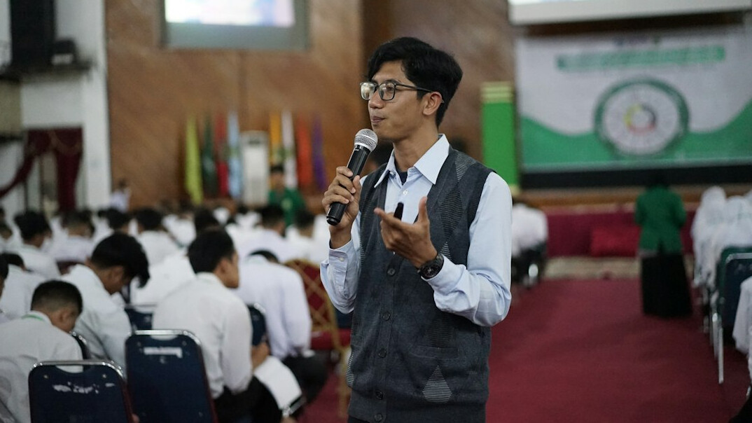 person practicing public speaking