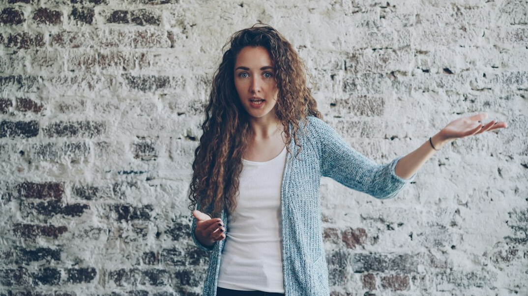 confident woman presenting